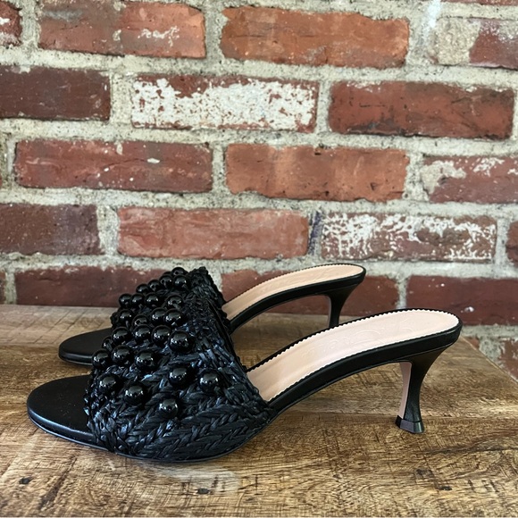 J.Crew collection made in Italy, black woven kitten heels, 8 1/2 violets sandals - Picture 3 of 6